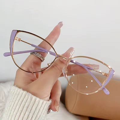 Lunettes Photochromique couleur violet doré modele femme oeil de chat
